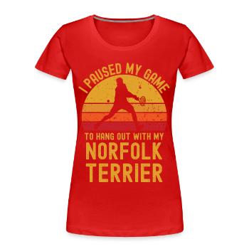 Tennis et Norfolk Terriers - T-shirt bio Premium Femme - rouge - Devant - Mia (176cm)