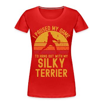 Tennis und Silky-Terrier - Frauen Premium Bio T-Shirt - Rot - Vorne - Mia (176cm)