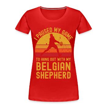 Tennis et berger belge - T-shirt bio Premium Femme - rouge - Devant - Mia (176cm)