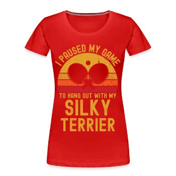 Tischtennis und Silky-Terrier - Frauen Premium Bio T-Shirt - Rot - Vorne - Mia (176cm)