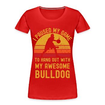 Basketball und Bulldogge - Frauen Premium Bio T-Shirt - Rot - Vorne - Mia (176cm)