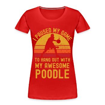 Basketball et caniches - T-shirt bio Premium Femme - rouge - Devant - Mia (176cm)