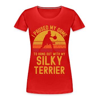 Basketball und Silky-Terrier - Frauen Premium Bio T-Shirt - Rot - Vorne - Mia (176cm)