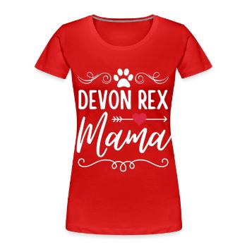 Devon Rex Mama - Frauen Premium Bio T-Shirt - Rot - Vorne - Mia (176cm)