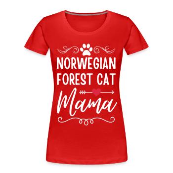 Chat des forêts norvégiennes Maman - T-shirt bio Premium Femme - rouge - Devant - Mia (176cm)