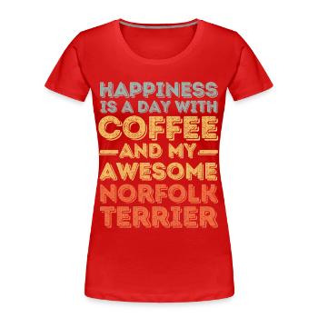 Norfolk Terrier Café pour chiens - T-shirt bio Premium Femme - rouge - Devant - Mia (176cm)