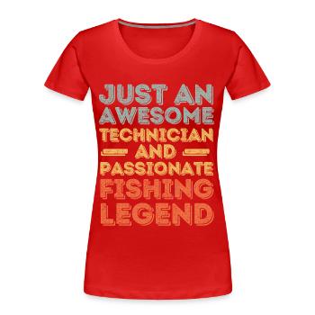 Techniker Angeln retro - Frauen Premium Bio T-Shirt - Rot - Vorne - Mia (176cm)