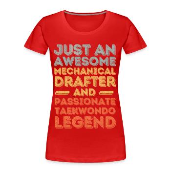 Technischer-Zeichner Taekwondo retro - Frauen Premium Bio T-Shirt - Rot - Vorne - Mia (176cm)