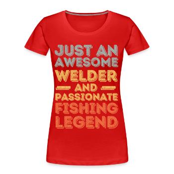 Schweißer Angeln retro - Frauen Premium Bio T-Shirt - Rot - Vorne - Mia (176cm)