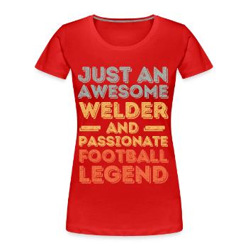 Souder football rétro - T-shirt bio Premium Femme - rouge - Devant - Mia (176cm)