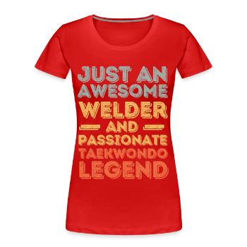 Schweißer Taekwondo retro - Frauen Premium Bio T-Shirt - Rot - Vorne - Mia (176cm)