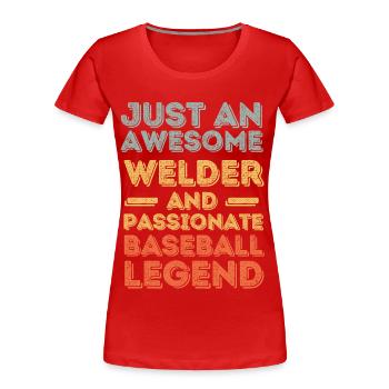 Schweißer Baseball retro - Frauen Premium Bio T-Shirt - Rot - Vorne - Mia (176cm)