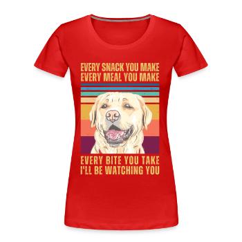 BEOBACHTEN VON RETRIEVER - Frauen Premium Bio T-Shirt - Rot - Vorne - Mia (176cm)