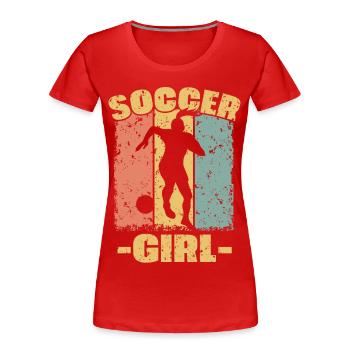 Women Soccer retro - Women's Premium Organic T-Shirt - red - Front - Mia (176cm)