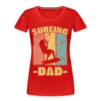 Kitesurfen Papa Retro - Frauen Premium Bio T-Shirt - Rot - Vorne - Mia (176cm)