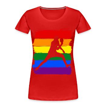 Tischtennis LGBT Pride - Frauen Premium Bio T-Shirt - Rot - Vorne - Mia (176cm)