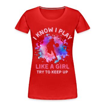 Basketball féminin - T-shirt bio Premium Femme - rouge - Devant - Mia (176cm)