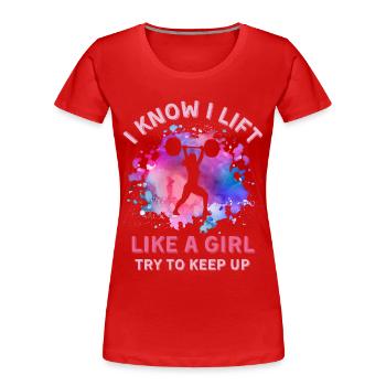 Frauen Gewichtheben Mädchen - Frauen Premium Bio T-Shirt - Rot - Vorne - Mia (176cm)