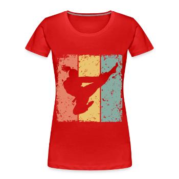Frauen Taekwondo Retro - Frauen Premium Bio T-Shirt - Rot - Vorne - Mia (176cm)