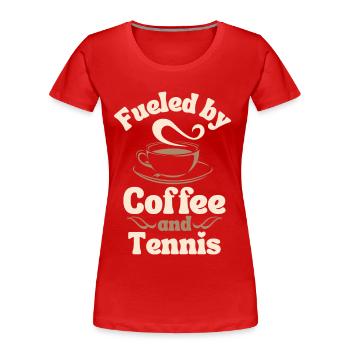Kaffee-Tennis-Liebhaber - Frauen Premium Bio T-Shirt - Rot - Vorne - Mia (176cm)