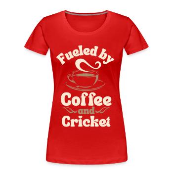 Kaffee-Cricket-Liebhaber - Frauen Premium Bio T-Shirt - Rot - Vorne - Mia (176cm)