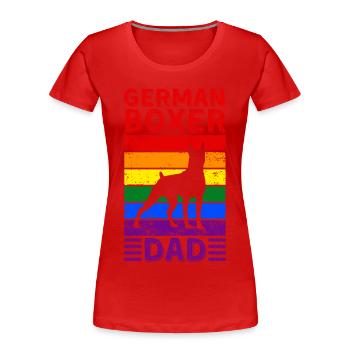 Boxeur allemand papa LGBTQ drapeau arc-en-ciel - T-shirt bio Premium Femme - rouge - Devant - Mia (176cm)