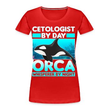 Biologiste marin - T-shirt bio Premium Femme - rouge - Devant - Mia (176cm)
