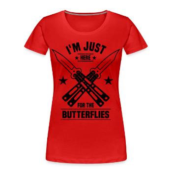 Collecteur de couteaux - T-shirt bio Premium Femme - rouge - Devant - Mia (176cm)