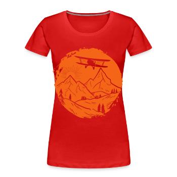 Biplan volant - T-shirt bio Premium Femme - rouge - Devant - Mia (176cm)