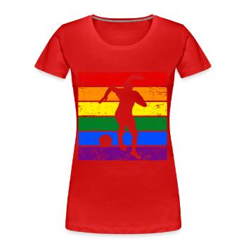 Women Soccer LGBTQ - Women's Premium Organic T-Shirt - red - Front - Mia (176cm)