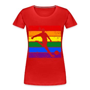 Women Soccer LGBTQ - Women's Premium Organic T-Shirt - red - Front - Mia (176cm)
