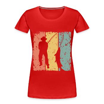 Angeln retro - Frauen Premium Bio T-Shirt - Rot - Vorne - Mia (176cm)