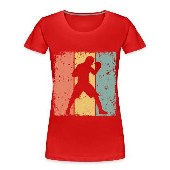 Boxe rétro - T-shirt bio Premium Femme - rouge - Devant - Mia (176cm)
