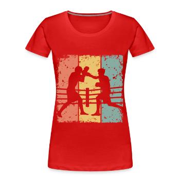 Boxe rétro - T-shirt bio Premium Femme - rouge - Devant - Mia (176cm)