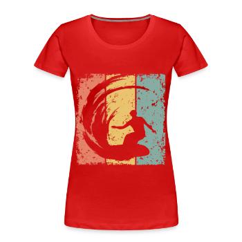 Surf rétro - T-shirt bio Premium Femme - rouge - Devant - Mia (176cm)
