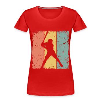 Baseball-Retro - Frauen Premium Bio T-Shirt - Rot - Vorne - Mia (176cm)