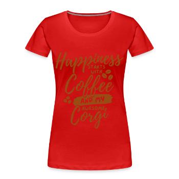 Kaffee Corgi Liebhaber - Frauen Premium Bio T-Shirt - Rot - Vorne - Mia (176cm)