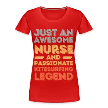 Krankenschwester Kitesurf Legende retro - Frauen Premium Bio T-Shirt - Rot - Vorne - Mia (176cm)