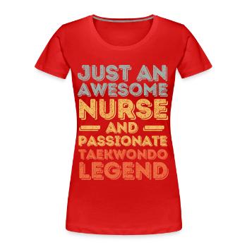 Krankenschwester Taekwondo Legende retro - Frauen Premium Bio T-Shirt - Rot - Vorne - Mia (176cm)