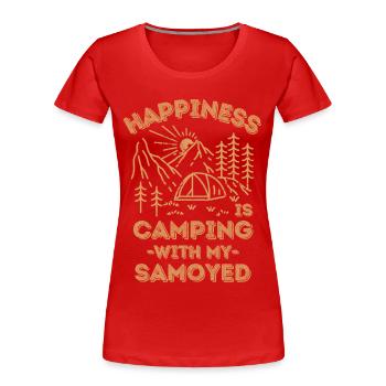 Camping mit Samojeden - Frauen Premium Bio T-Shirt - Rot - Vorne - Mia (176cm)