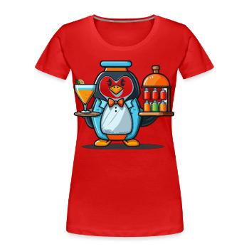 Penguins Pour - Women's Premium Organic T-Shirt - red - Front - Mia (176cm)