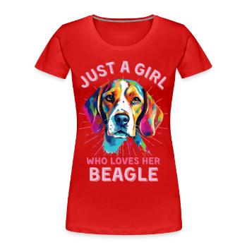 Beagle Lovers Colorful Beagle Art - Women's Premium Organic T-Shirt - red - Front - Mia (176cm)