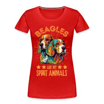 Beagle Lovers Colorful Beagle - Women's Premium Organic T-Shirt - red - Front - Mia (176cm)