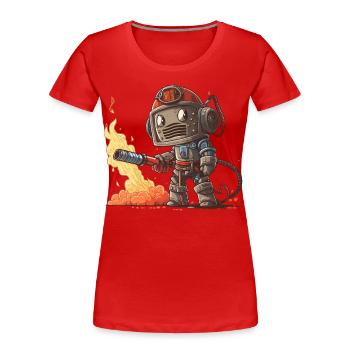 Firebot (Feuerbot) - Frauen Premium Bio T-Shirt - Rot - Vorne - Mia (176cm)