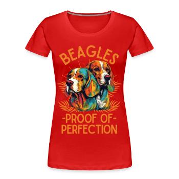 Beagle Lovers Colorful Beagle - Women's Premium Organic T-Shirt - red - Front - Mia (176cm)