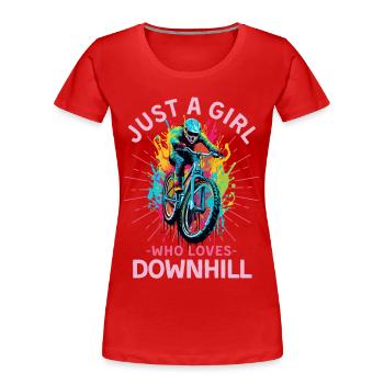 Downhill mountain biking Downhill rider - Women's Premium Organic T-Shirt - red - Front - Mia (176cm)