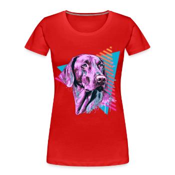 Vizsla 80er Jahre Stil - Frauen Premium Bio T-Shirt - Rot - Vorne - Mia (176cm)