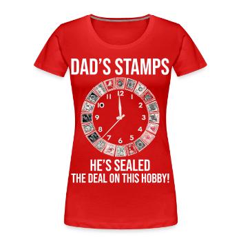 Vintage Postage Stamps Collecting Dad Collectors - Women's Premium Organic T-Shirt - red - Front - Mia (176cm)