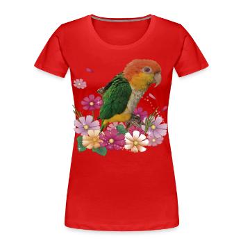 Der orangeköpfige Caique - Frauen Premium Bio T-Shirt - Rot - Vorne - Mia (176cm)