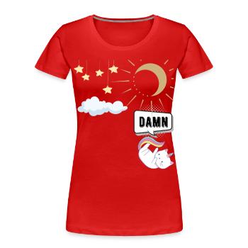 damn katze - Frauen Premium Bio T-Shirt - Rot - Vorne - Mia (176cm)